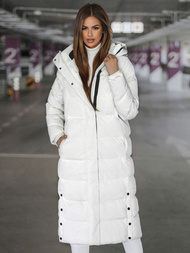 Kurtka zimowa damska długa pikowana biała OZONEE JS/5M3233/281