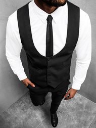 Komplet męski - kamizelka I spodnie chino czarny OZONEE O/5630