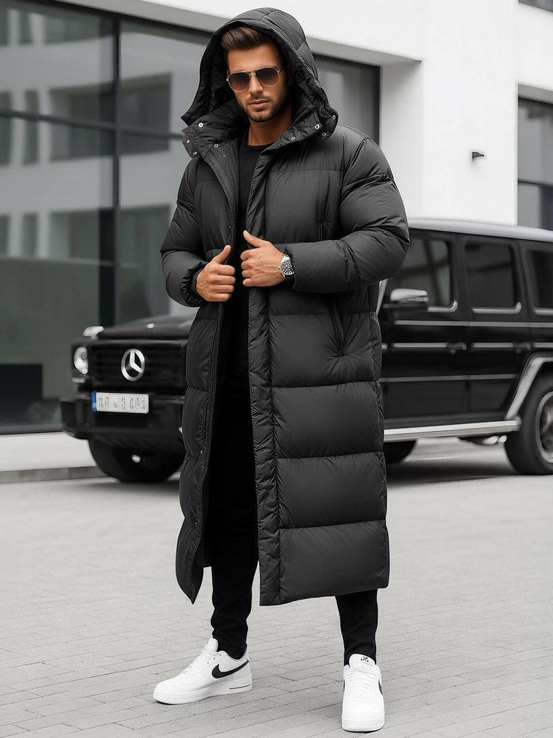 Kurtka zimowa męska długa czarna OZONEE O/M3202Z