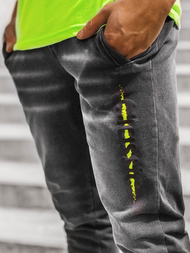 Spodnie męskie jogger czarno-zielone OZONEE JS/KK1102-2