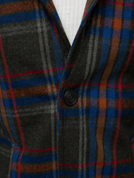 Płaszcz męski w kratę czarno-niebieski OZONEE O/5628