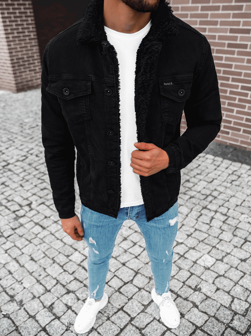 Kurtka męska jeans czarna OZONEE BN/7278