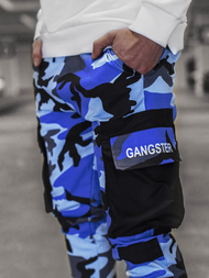 Spodnie męskie chino joggery niebiesko-czarne OZONEE G/11131