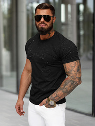 T-shirt męski slim fit czarny OZONEE O/QQ1386