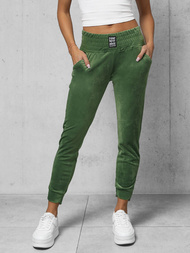 Spodnie dresowe damskie welurowe khaki OZONEE O/CR98108