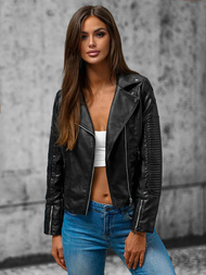 Жіноча шкіряна куртка Чорна OZONEE JS/11Z8037