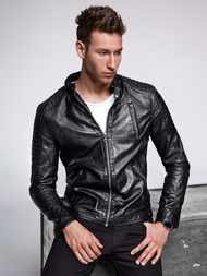 Kurtka skórzana męska czarna OZONEE YD/BF5916309Z