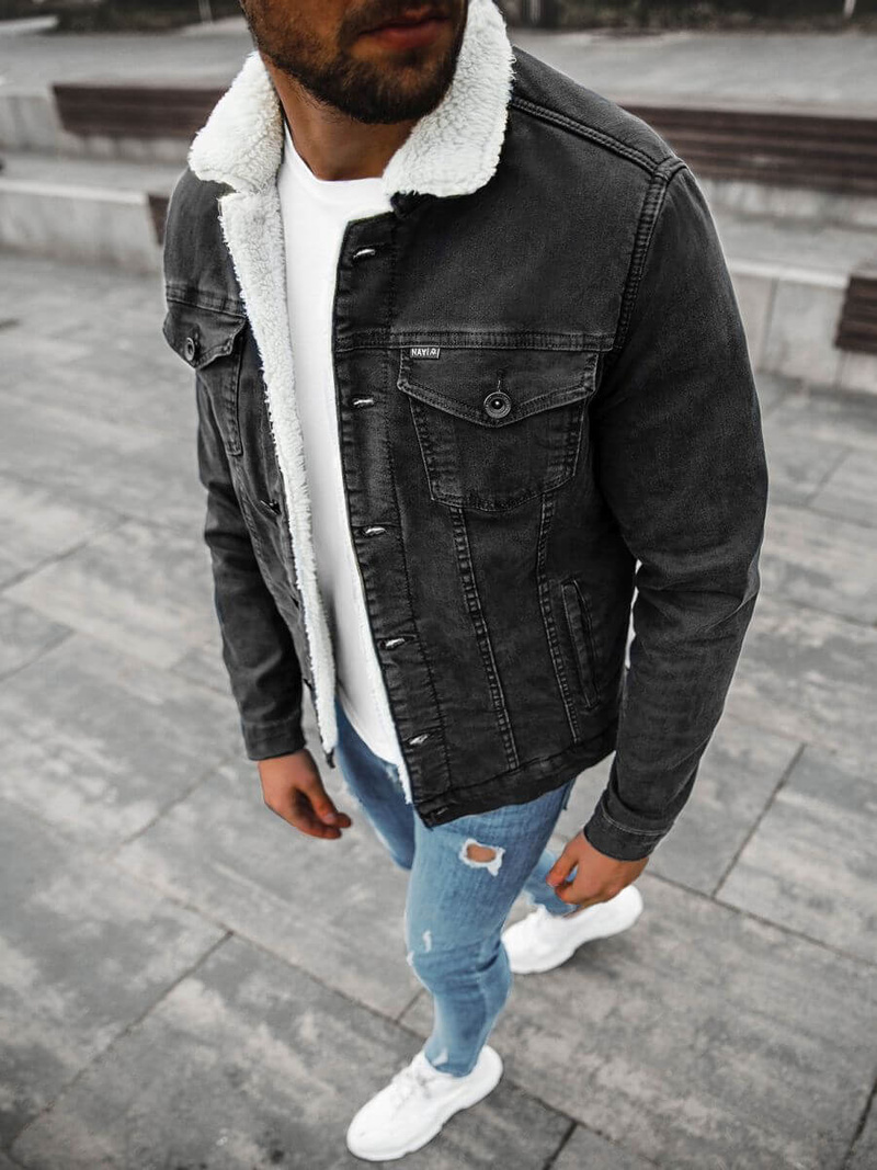 Куртка чоловіча джинсова Чорно-Сiра OZONEE BN/6630