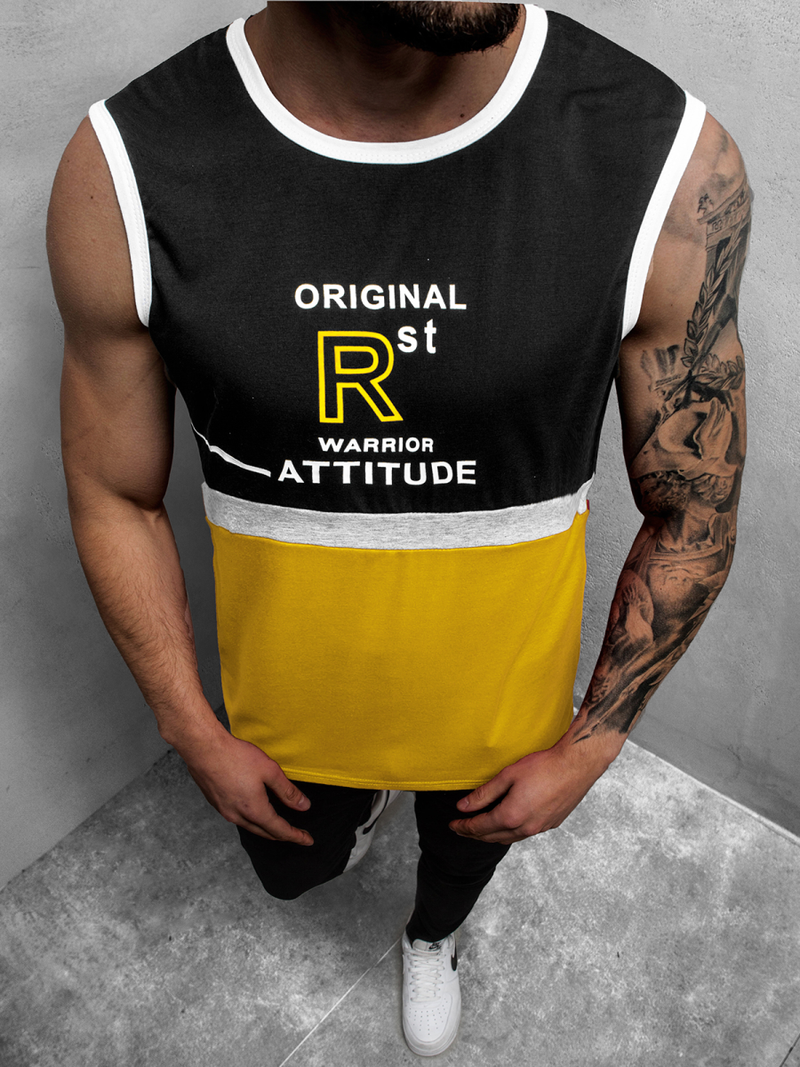 T-Shirt męski bez rękawów żółty OZONEE JS/SS11082Z