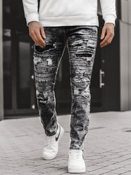 Spodnie męskie jeans grafitowe OZONEE V/19194