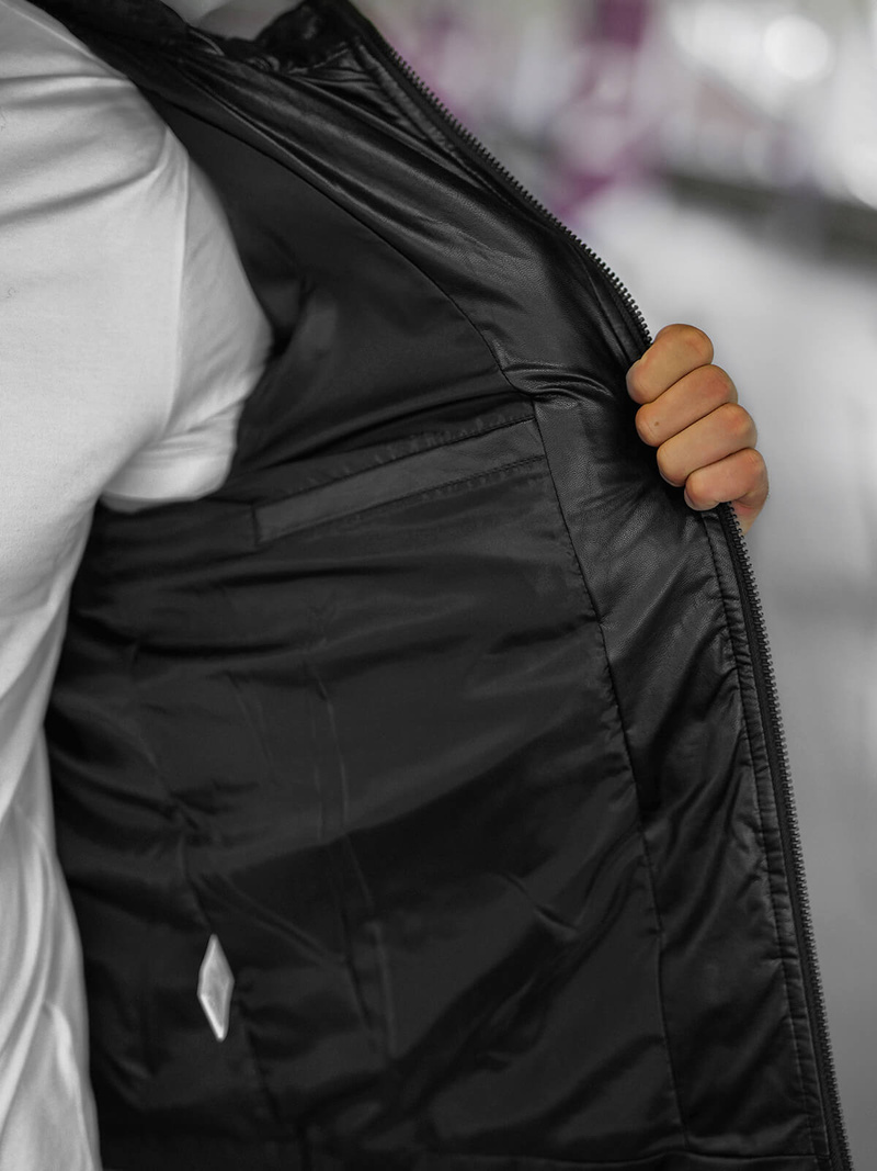 Kurtka skórzana męska czarna OZONEE O/11Z8088