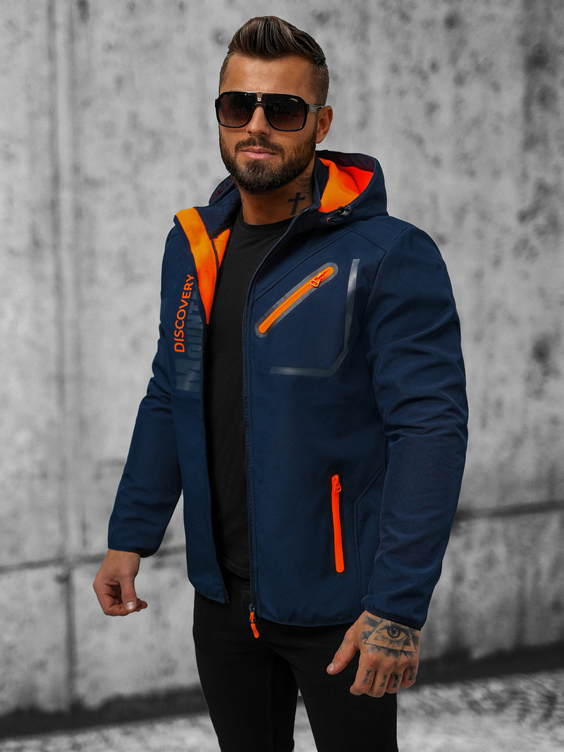 Kurtka softshell męska z kapturem granatowa OZONEE JS/HH023/4Z