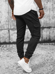 Spodnie męskie chino joggery czarne OZONEE O/P4051