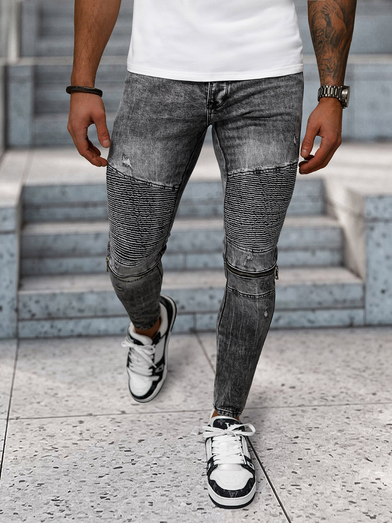 Spodnie jeansowe męskie czarne OZONEE NB/MP0069N