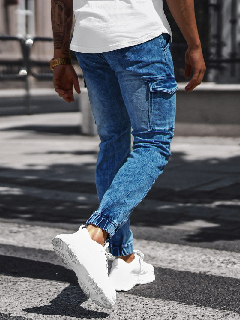 Spodnie jeansowe joggery męskie niebieskie OZONEE NB/MP0058B