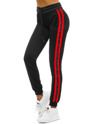 Spodnie dresowe damskie czarno-czerwone OZONEE O/82318