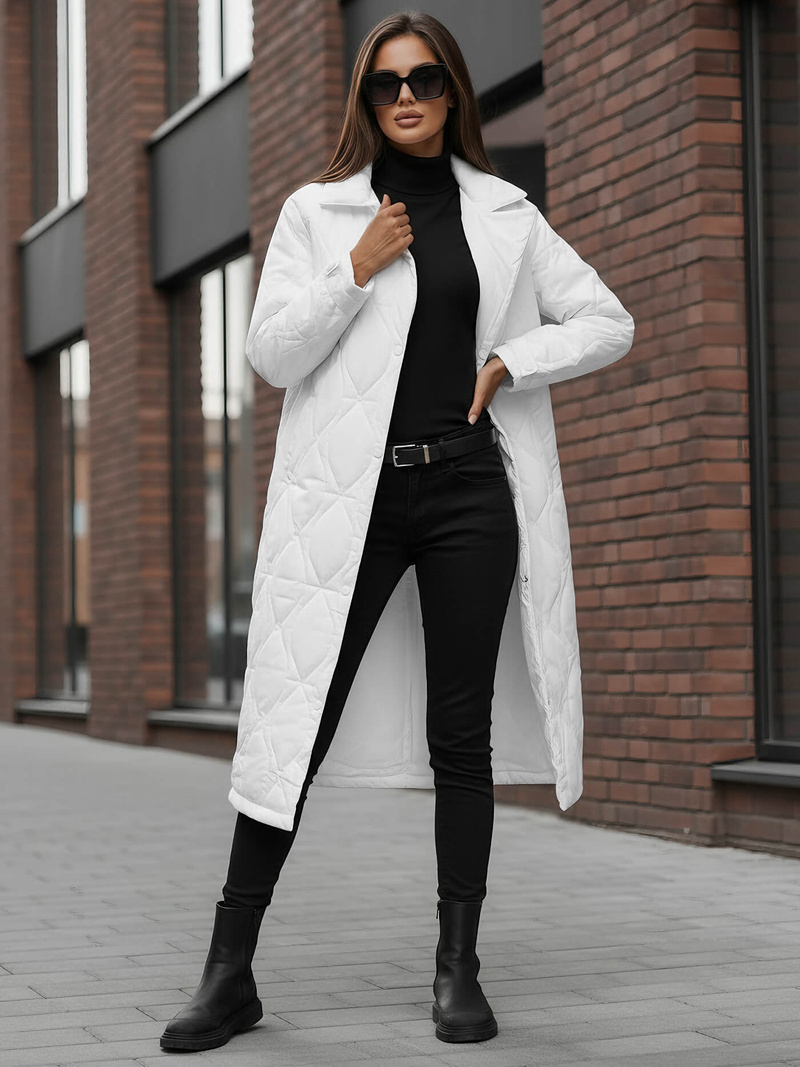 Płaszcz zimowy damski pikowany biały OZONEE JS/5M3177/281Z