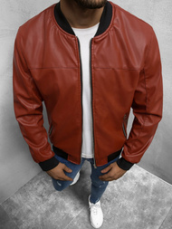 Kurtka przejściowa skórzana męska bomberka bordowa OZONEE N/6705/7