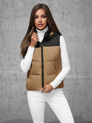 Kamizelka damska pikowana camelowa OZONEE JS/16M9112/84