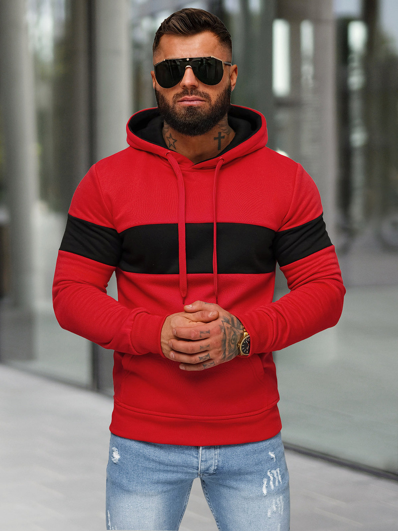 Bluza z kapturem męska czerwona OZONEE JS/8B1316/18