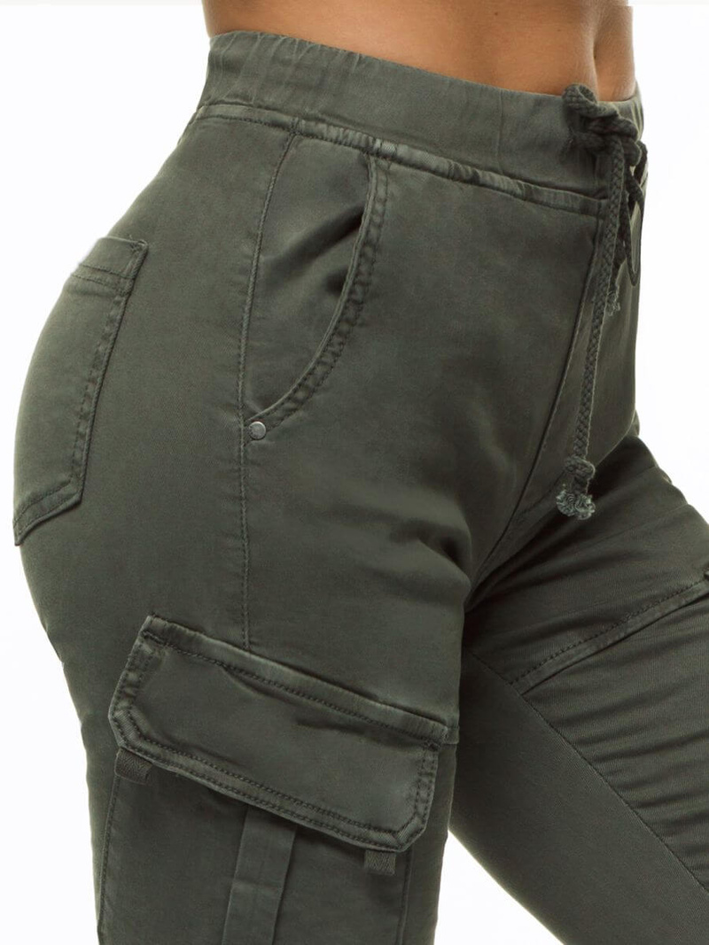 Spodnie damskie chino materiałowe khaki OZONEE O/LC647/29