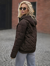 Kurtka zimowa damska pikowana czekoladowa OZONEE JS/16M9300/158Z