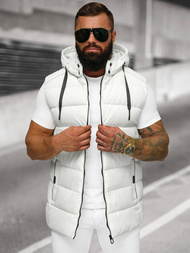 Kamizelka męska pikowana z kapturem biała OZONEE JS/57M7507/281