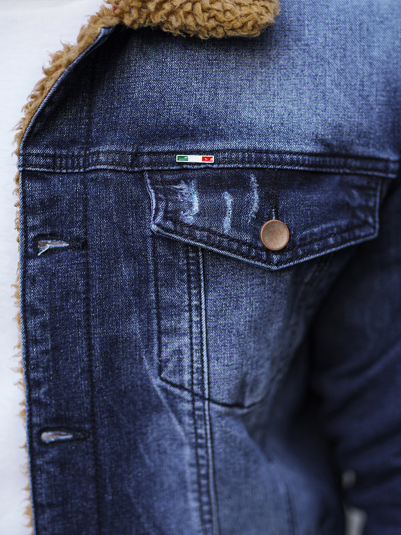 Чоловіча джинсова куртка Темно-Синя OZONEE NB/MJ520BSZ