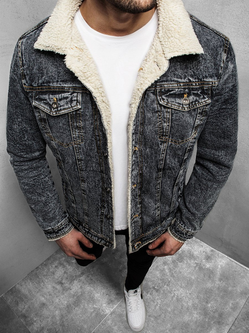 Kurtka męska jeans grafitowa OZONEE JB/JP1109Z