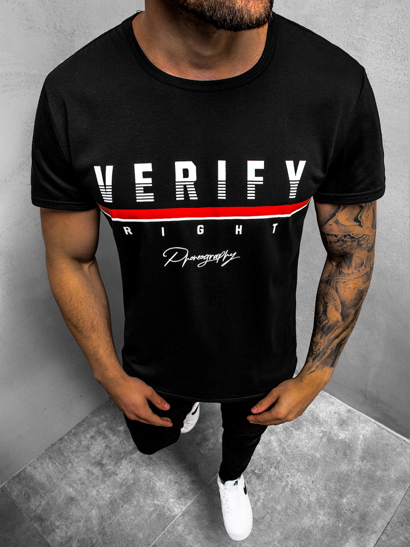 T-Shirt męski czarny OZONEE JS/SS10972Z