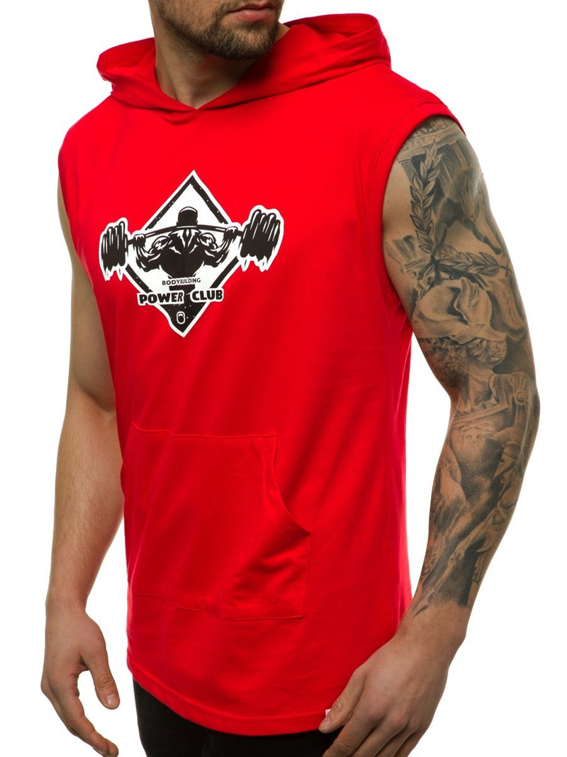 T-Shirt bez rękawów męski czerwony OZONEE MACH/M1213