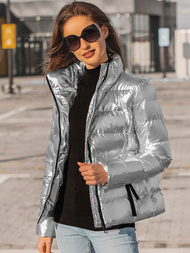 Kurtka pikowana damska srebrna OZONEE JS/M23061/6Z