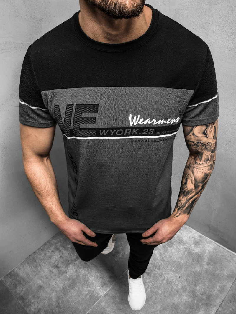 T-Shirt męski grafitowy OZONEE JS/SS11002Z