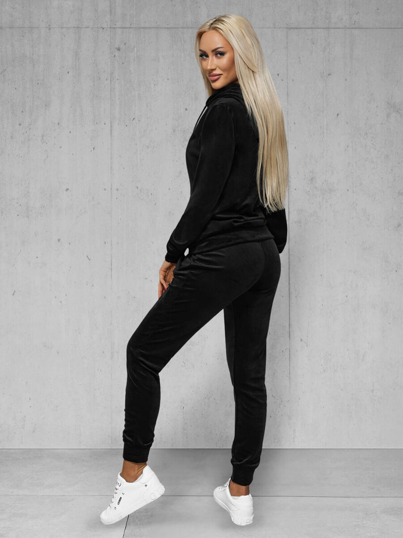 Komplet dresowy damski welurowy czarny OZONEE JS/8C1176/3