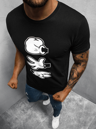 T-Shirt męski z nadrukiem czarny OZONEE O/1191