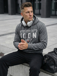 Bluza z kapturem męska grafitowa OZONEE JS/8B1737/5