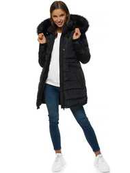 Kurtka zimowa damska parka z futerkiem czarna OZONEE O/M1556/1