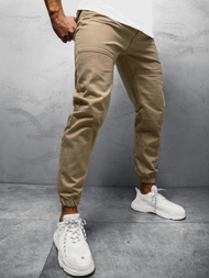 Spodnie męskie joggery jeansowe beżowe OZONEE O/1097/1