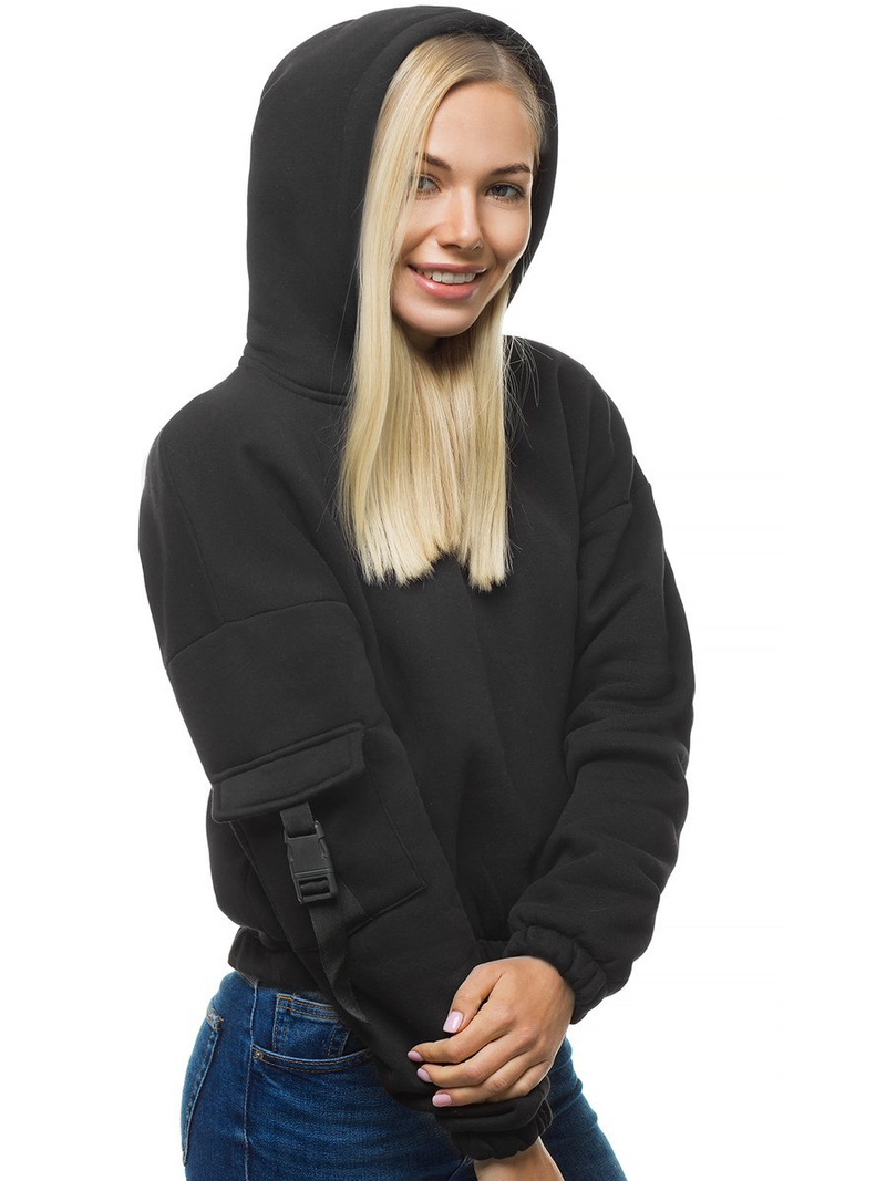 Bluza damska z kapturem czarna OZONEE O/12104