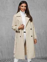 Płaszcz damski skórzany jasno-beżowy OZONEE JS/11Z8100