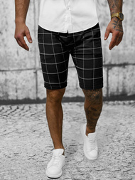 Spodenki męskie chino w kratę czarne OZONEE O/P4138