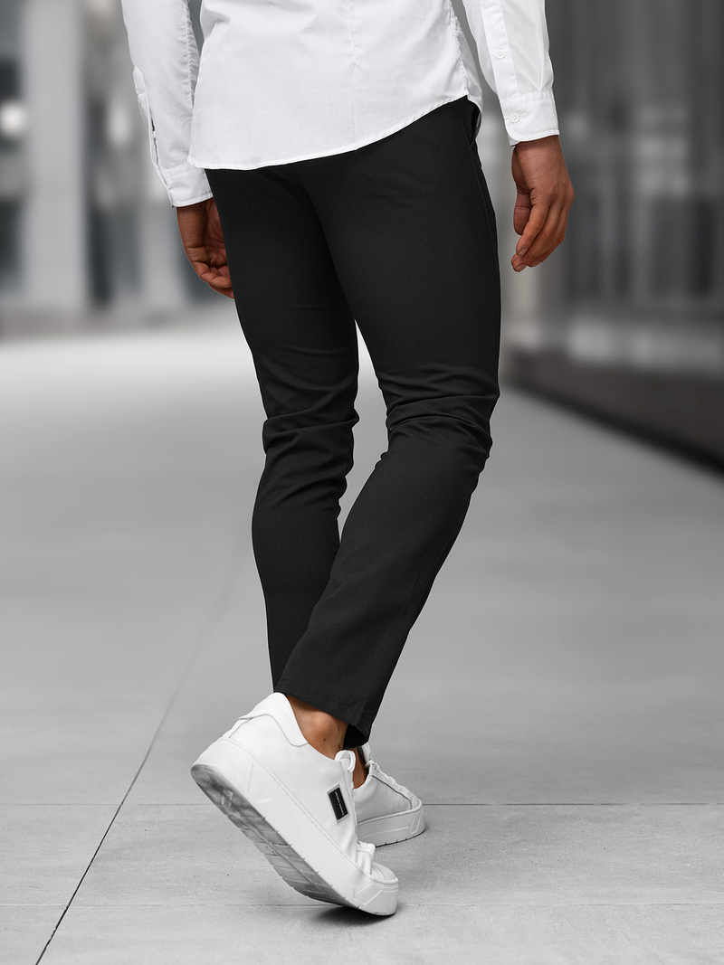 Spodnie męskie chino materiałowe czarne OZONEE DJ/5526Z