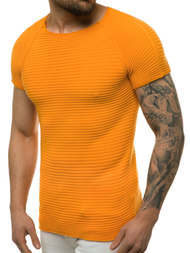 Bluzka męska z dzianiny, krótki rękaw camelowa OZONEE L/2297