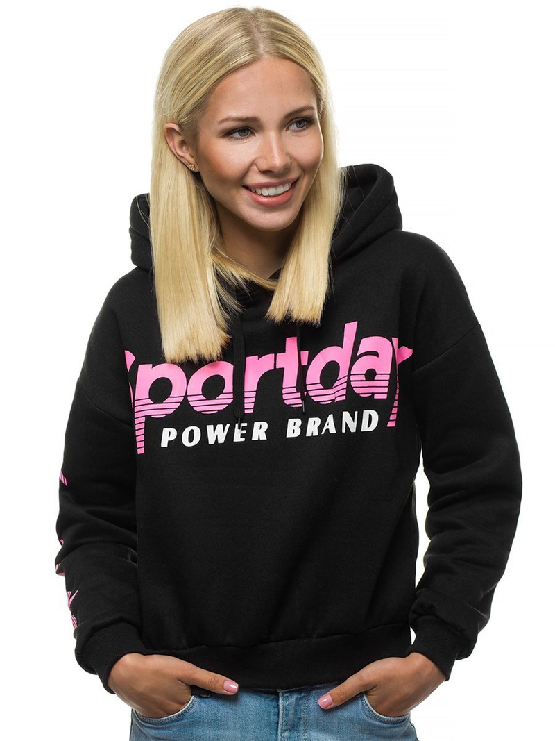 Bluza z kapturem damska czarna OZONEE JS/KSW2014