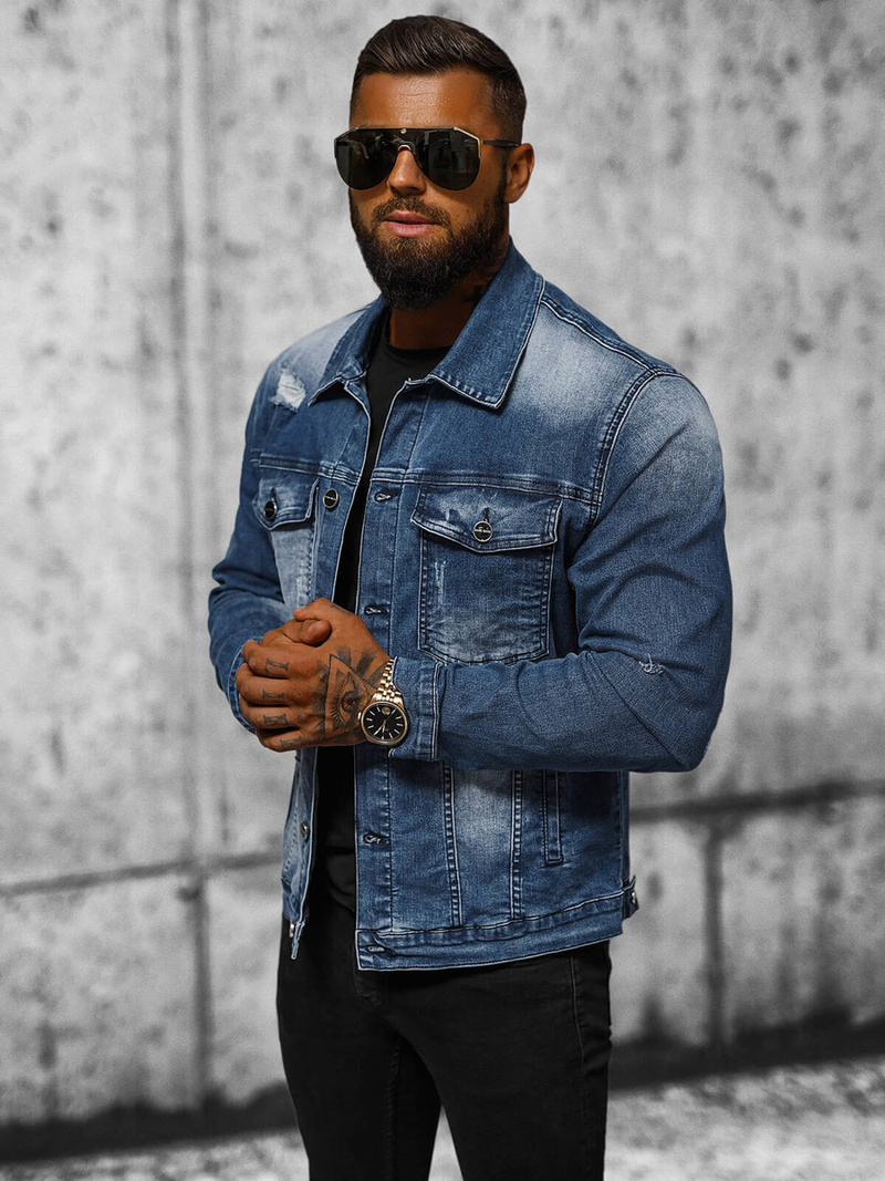 Чоловіча джинсова куртка Синя OZONEE NB/MJ506BZ