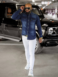 Koszula męska jeansowa niebieska OZONEE O/51410