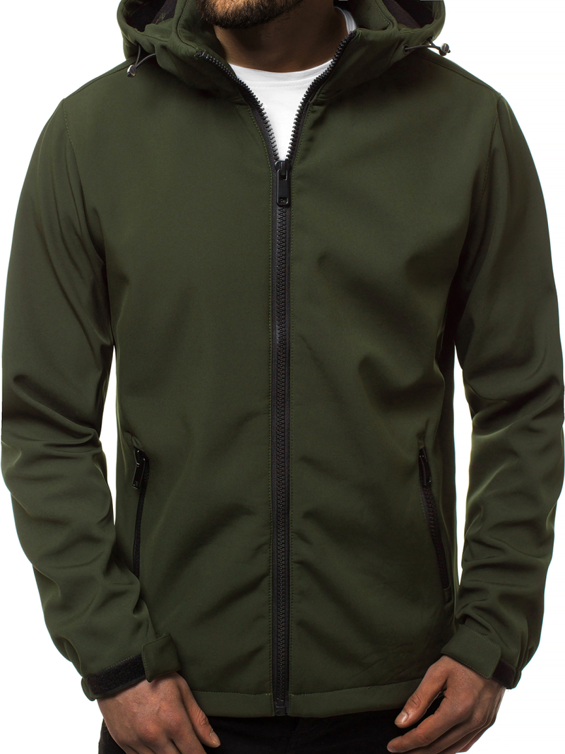 Kurtka softshell męska z kapturem zielona OZONEE JS/56008