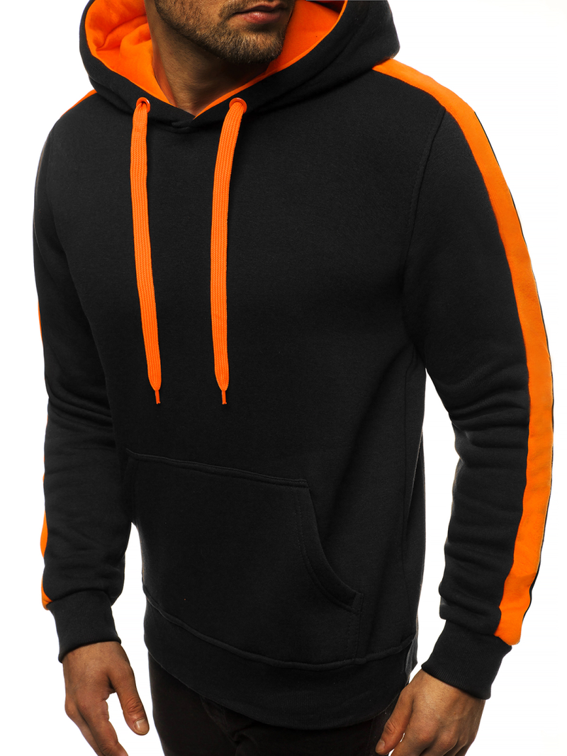 Толстовка з капюшоном чоловіча Чорно-помаранчева OZONEE JS/2012
