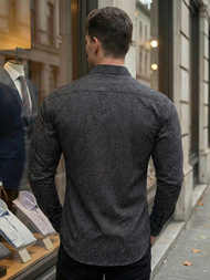 Koszula męska elegancka czarna OZONEE V/V184Z