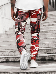 Spodnie męskie chino joggery bordowo-beżowe OZONEE O/11102